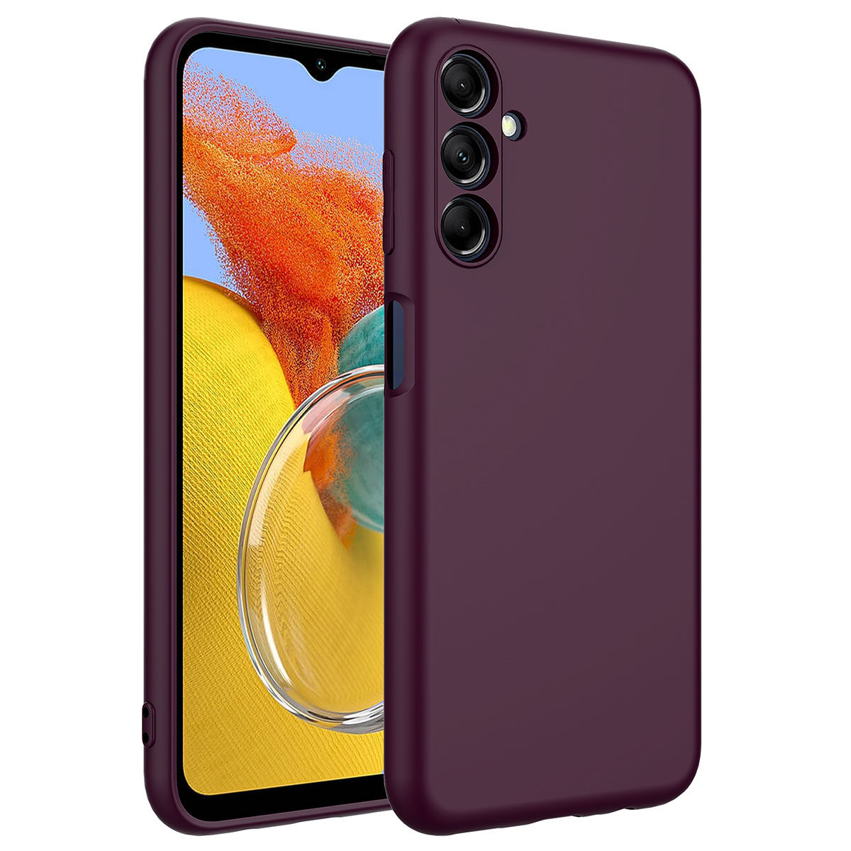 Samsung Galaxy M14 Kılıf Kamera Korumali Mara Lansman Kapak Koyu Mor