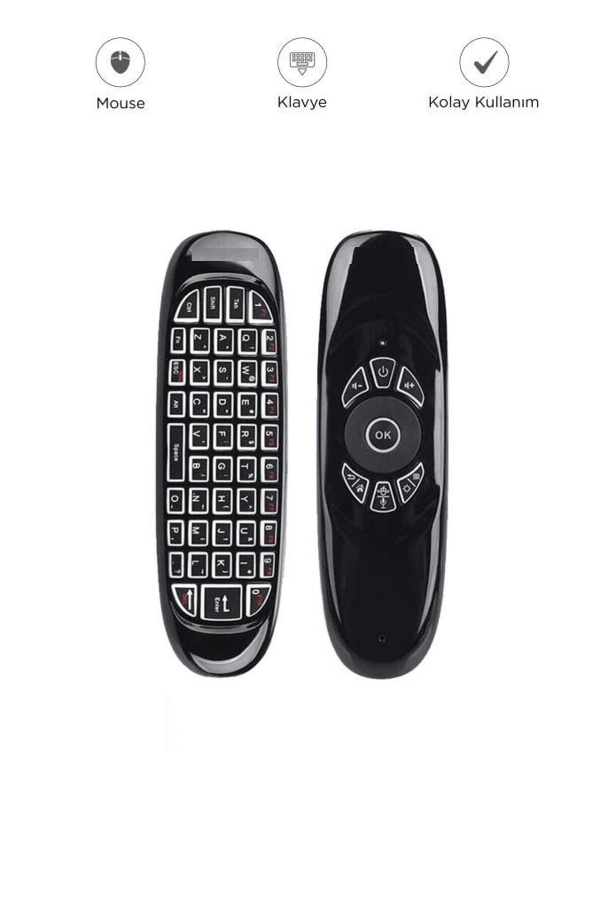 Android Akıllı Tv İçin 2.4g Uzaktan Kumandalı Mini Klavye K02 Siyah