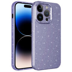 iPhone 14 Pro Kılıf Kamera Korumalı Simli Lüks Koton Kapak Siyah