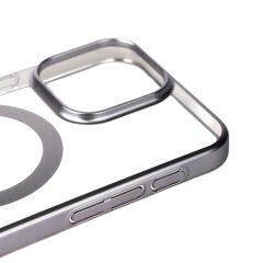 iPhone 15 Pro Kılıf Wireless Şarj Özellikli Sert PC Mat Riksos Magsafe Kapak Kılıf