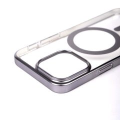 iPhone 15 Pro Kılıf Wireless Şarj Özellikli Sert PC Mat Riksos Magsafe Kapak Kılıf