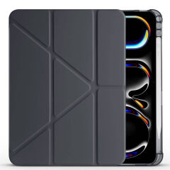 Apple iPad Pro 11 2024 Kılıf Tri Folding Kalem Bölmeli Standlı Kılıf Mor