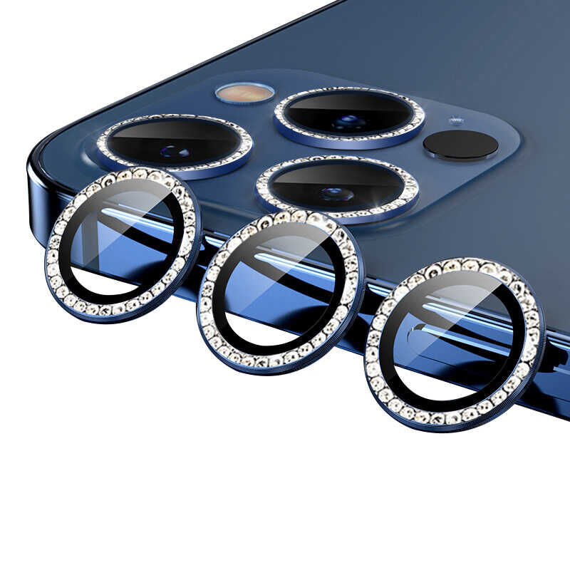 iPhone 12 Pro Max CL-06 Kamera Lens Koruyucu Mavi