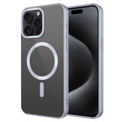 iPhone 15 Pro Kılıf Mat Tasarımlı Magsafe Wireless Şarj Özellikli Mat Setro Kapak Kılıf Titanyum