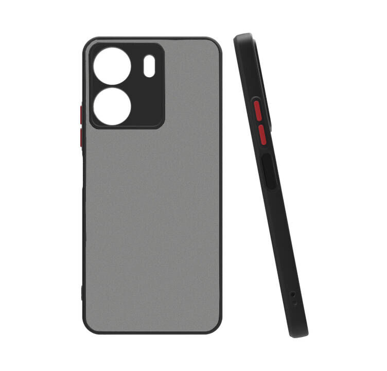 Xiaomi Redmi 13C Kılıf Mat Kamera Korumalı Renkli Tuşlu Sert Silikon Hux Kapak Siyah