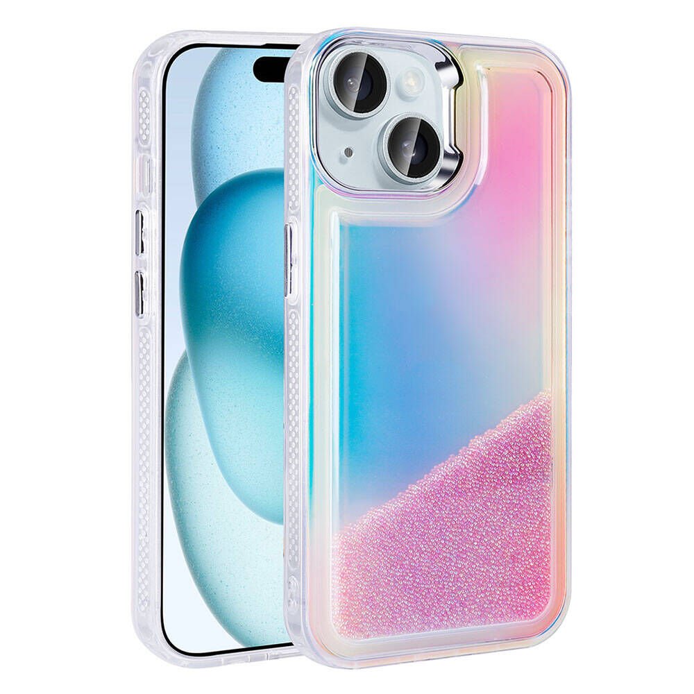 iPhone 15 Kılıf Airbagli Renkli Arka Yüzey Boncuk Tasarımlı Zore Kumul Kapak Mor