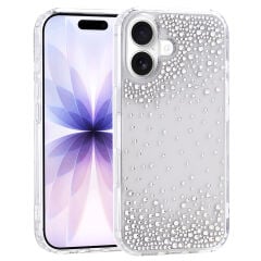iPhone 17 Kılıf Airbag Tasarımlı Damla Taşlı Şeffaf Pera Silikon Kapak