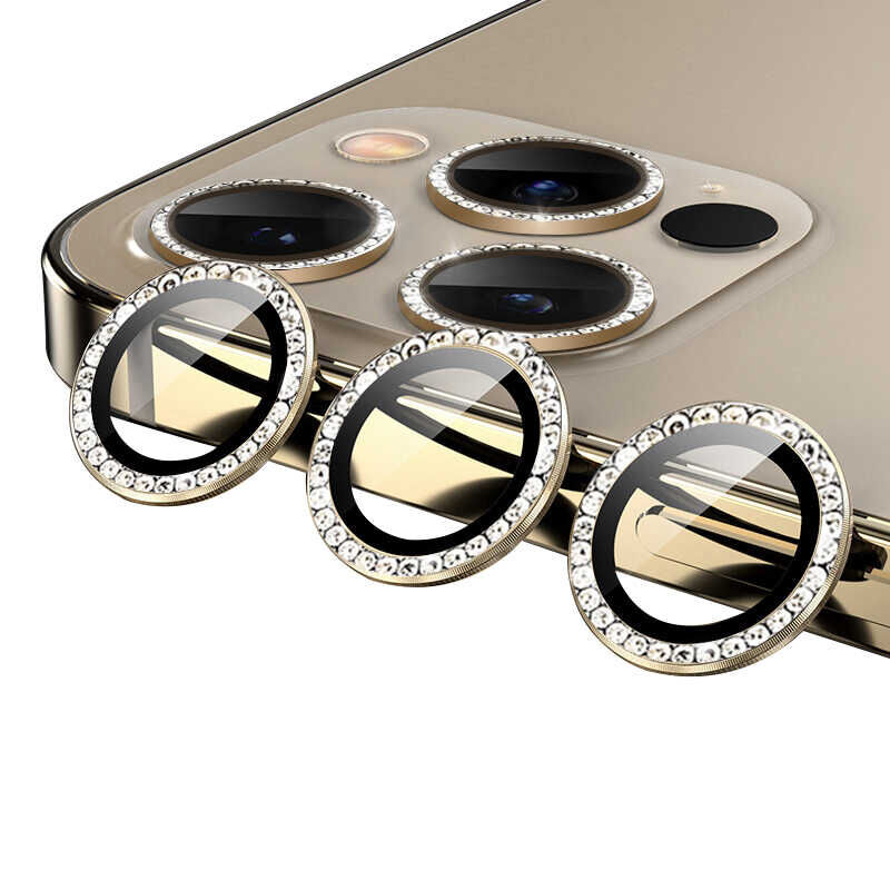 iPhone 12 Pro Max CL-06 Kamera Lens Koruyucu Gold