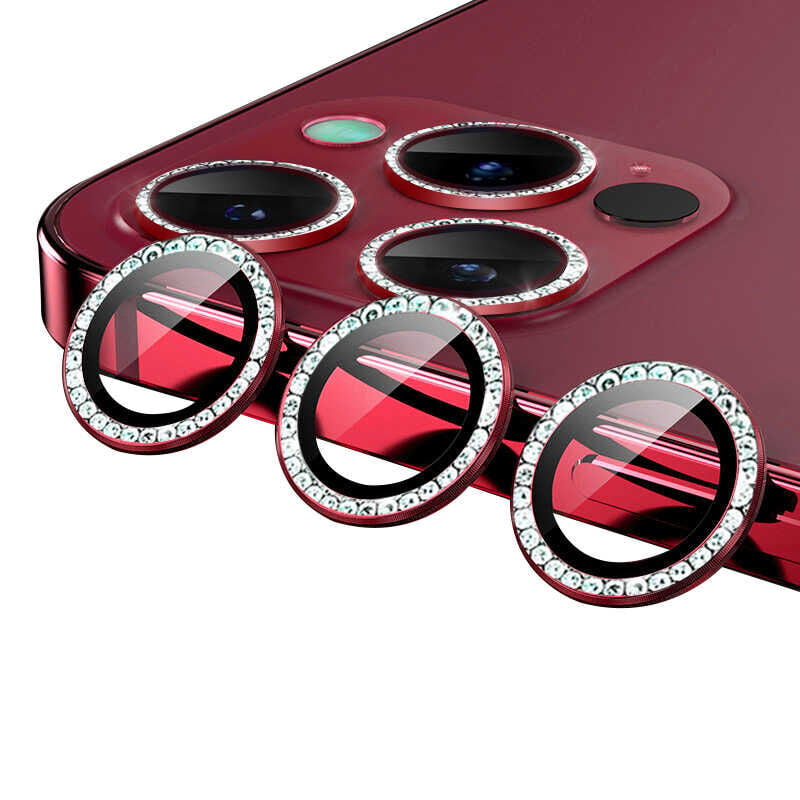iPhone 12 Pro Max CL-06 Kamera Lens Koruyucu Kırmızı