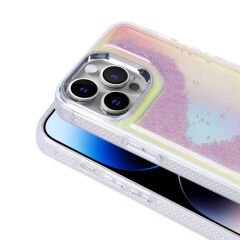 iPhone 14 Pro Max Kılıf Airbagli Renkli Arka Yüzey Boncuk Tasarımlı Kumul Kapak