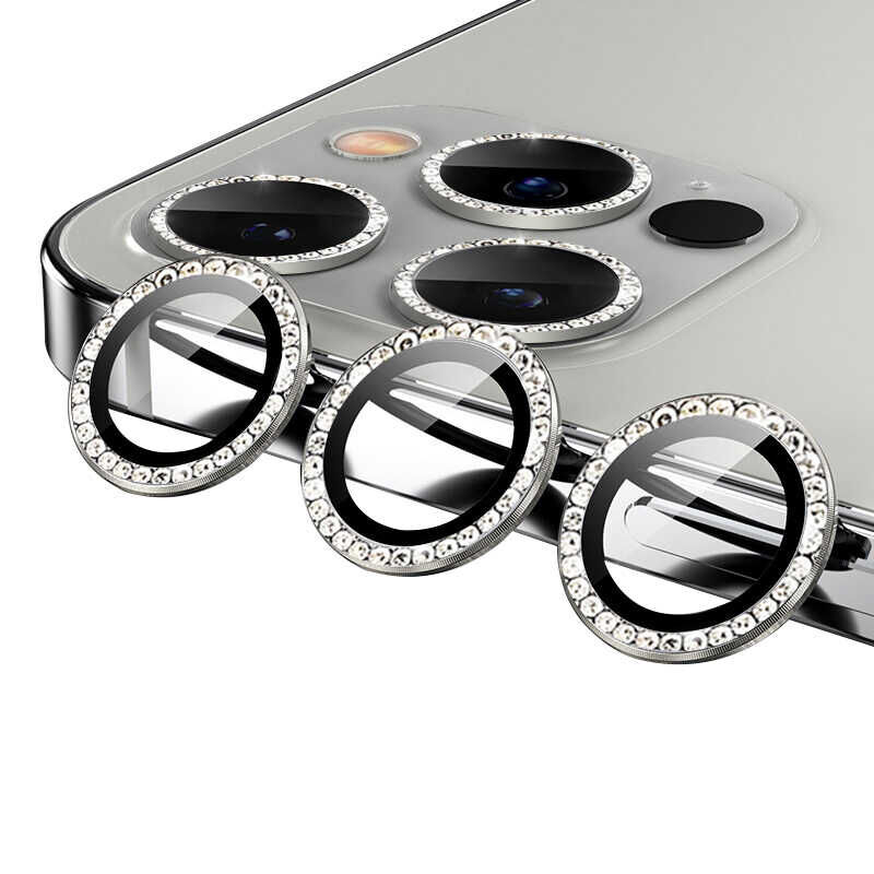 iPhone 12 Pro Max CL-06 Kamera Lens Koruyucu Gümüş