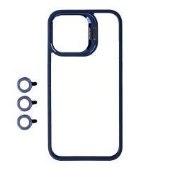 iPhone 15 Pro Kılıf Kamera Lens Korumalı Standlı Klon Lensli Kapak Kılıf