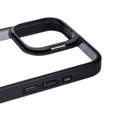 iPhone 15 Pro Kılıf Kamera Lens Korumalı Standlı Klon Lensli Kapak Kılıf