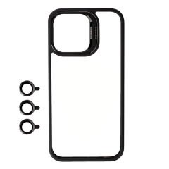 iPhone 15 Pro Kılıf Kamera Lens Korumalı Standlı Klon Lensli Kapak Kılıf