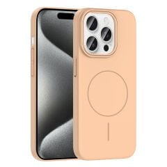 iPhone 15 Pro Kılıf Kablosuz Şarj Özellikli Ruby Silikon Kapak