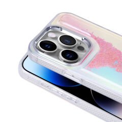 iPhone 14 Pro Kılıf Airbagli Renkli Arka Yüzey Boncuk Tasarımlı Kumul Kapak
