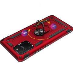 Samsung Galaxy A91 (S10 Lite) Kılıf Vega Tank Sert Yüzüklü Standlı Zırh Koruma Kapak Siyah