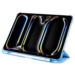 iPad Pro 11 2024 Smart Cover Kalem Bölmeli Standlı 1-1 Kılıf Lacivert