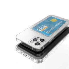 iPhone 12 Pro Kılıf Kartlıklı Şeffaf Setra Clear Silikon Kapak