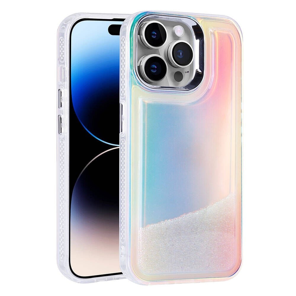 iPhone 14 Pro Kılıf Airbagli Renkli Arka Yüzey Boncuk Tasarımlı Kumul Kapak Şeffaf