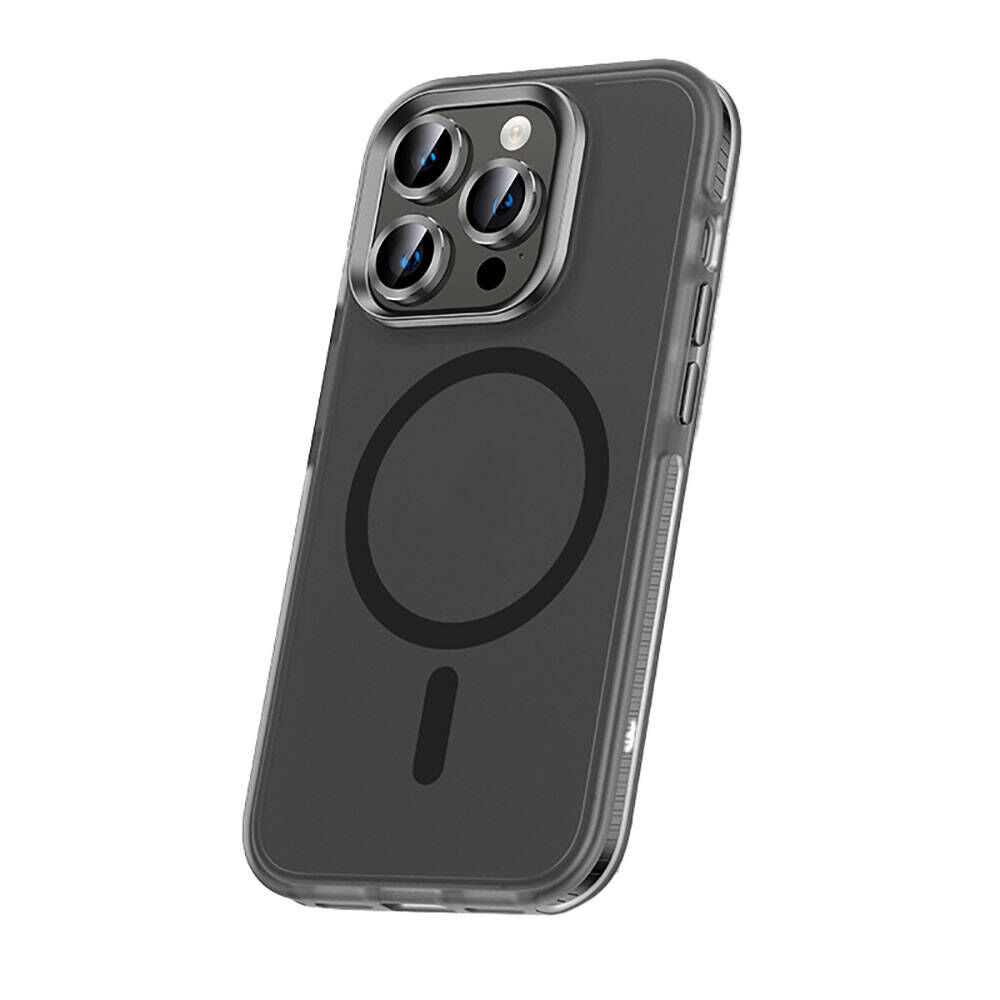 iPhone 15 Pro Kılıf Airbagli Magsafe Wireless Şarj Özellikli Klaptika Kapak Kılıf Siyah