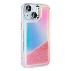 iPhone 14 Kılıf Airbagli Renkli Arka Yüzey Boncuk Tasarımlı Kumul Kapak