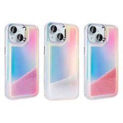 iPhone 14 Kılıf Airbagli Renkli Arka Yüzey Boncuk Tasarımlı Kumul Kapak