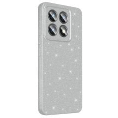 Xiaomi 14T Pro Kılıf Kamera Korumalı Simli Lüks Koton Kapak Gümüş