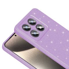Xiaomi 14T Pro Kılıf Kamera Korumalı Simli Lüks Koton Kapak Lila