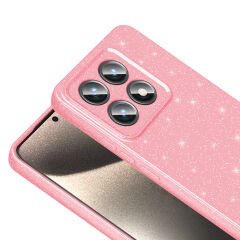 Xiaomi 14T Pro Kılıf Kamera Korumalı Simli Lüks Koton Kapak Lila