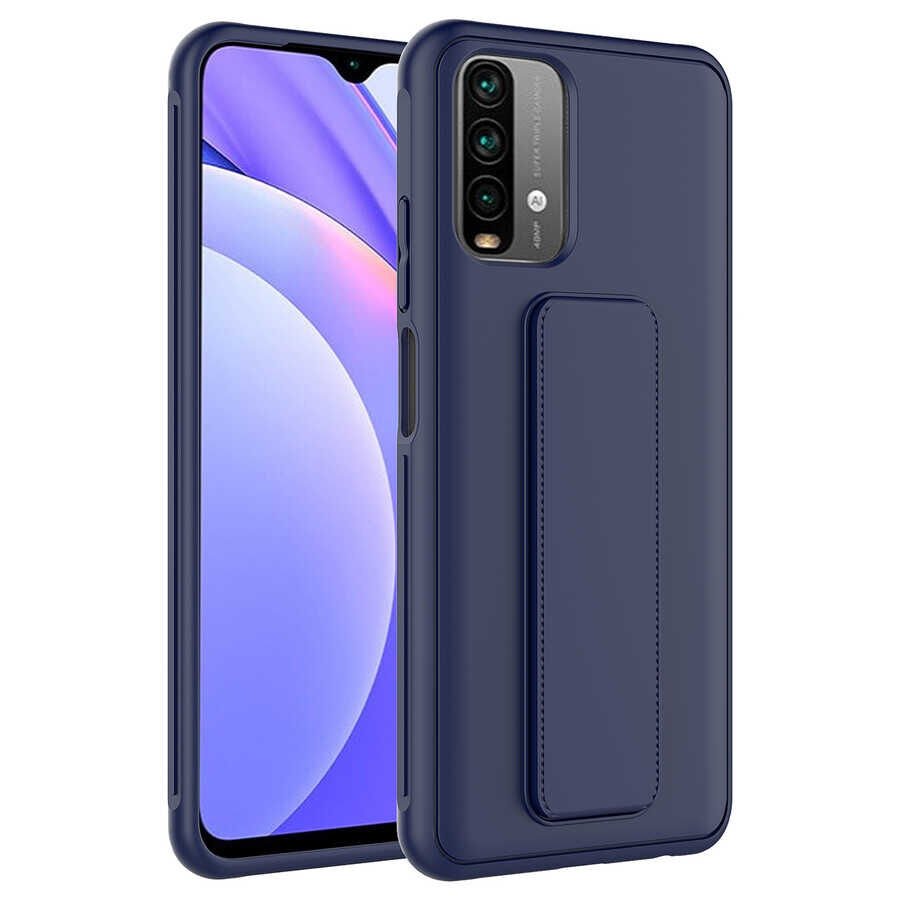 Xiaomi Poco M5S Kılıf Qstand Kapak Lacivert