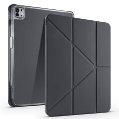 Apple iPad Air 11 2024 Kılıf Tri Folding Kalem Bölmeli Standlı Kılıf Siyah