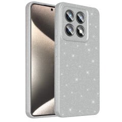 Xiaomi 14T Pro Kılıf Kamera Korumalı Simli Lüks Koton Kapak Gümüş