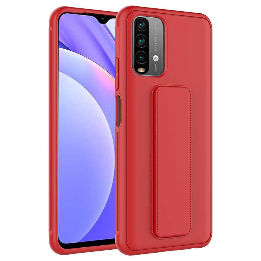 Xiaomi Poco M5S Kılıf Qstand Kapak Kırmızı