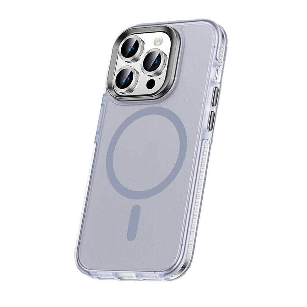 iPhone 15 Pro Kılıf Airbagli Magsafe Wireless Şarj Özellikli Klaptika Kapak Kılıf Gri