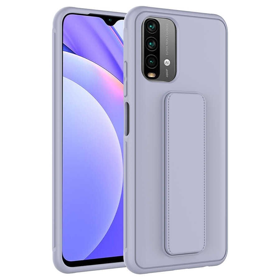 Xiaomi Poco M5S Kılıf Qstand Kapak Gri