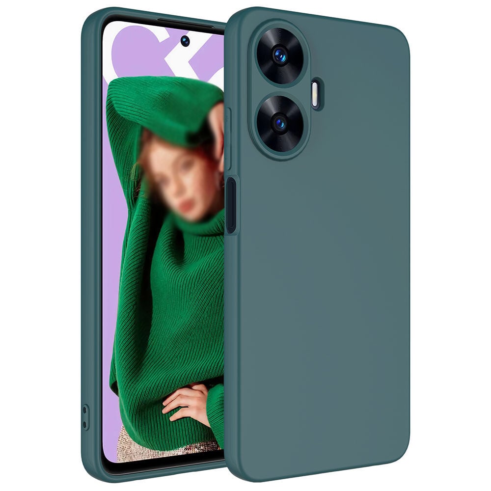 Realme C55 Kamera Korumali Mara Lansman Kapak Koyu Yeşil