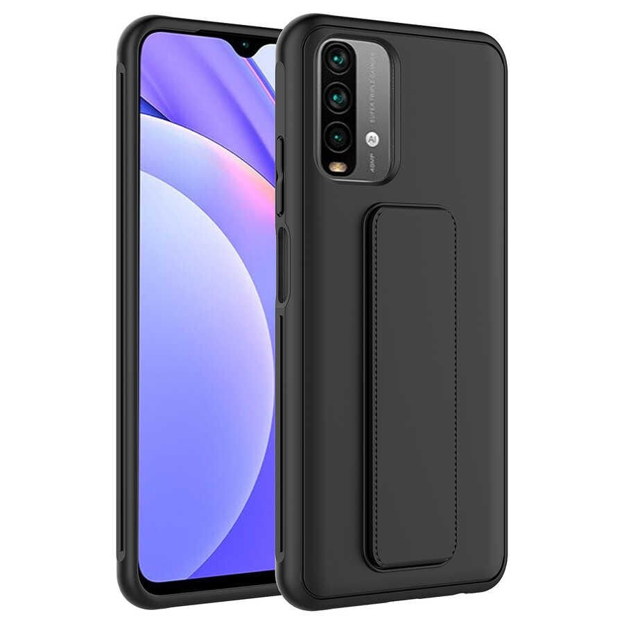 Xiaomi Poco M5S Kılıf Qstand Kapak Siyah