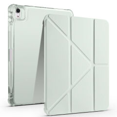 Apple iPad Air 11 2024 Kılıf Tri Folding Kalem Bölmeli Standlı Kılıf Açık Yeşil