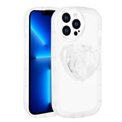 iPhone 13 Pro Max Kılıf Kamera Korumalı Pop Soketli Renkli  Ofro Kapak Beyaz
