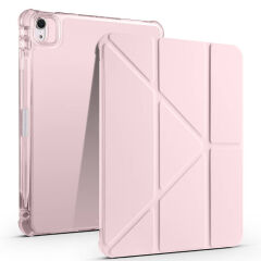 Apple iPad Air 11 2024 Kılıf Tri Folding Kalem Bölmeli Standlı Kılıf Rose Gold
