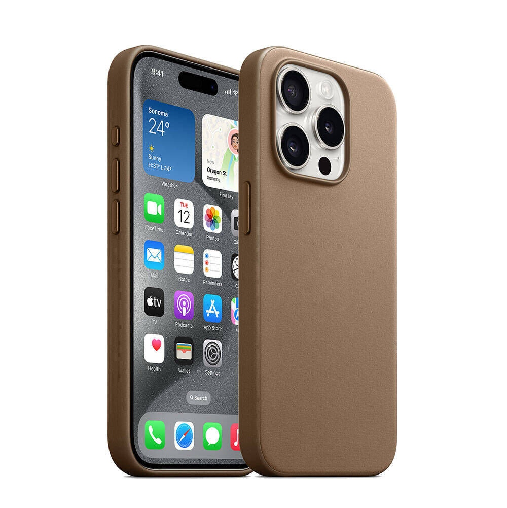 iPhone 15 Pro Kılıf Mikro Fiber Optimal Kapa Kılıf Kahverengi