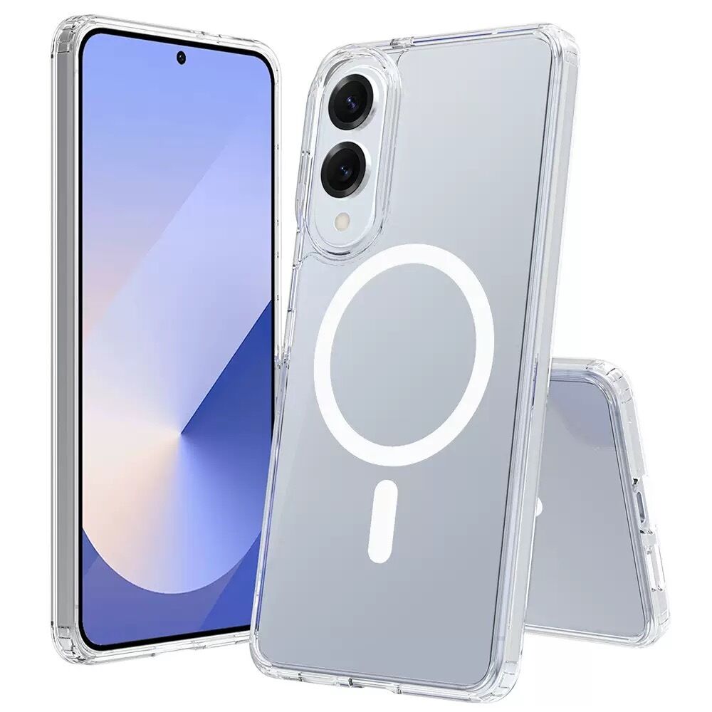 Samsung Galaxy S25 Edge Kılıf Kablosuz Şarj Özellikli Şeffaf Sert PC Embos Kapak Şeffaf