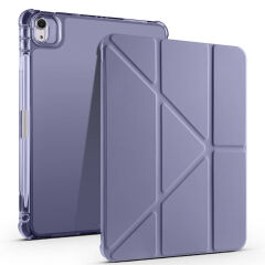 Apple iPad Air 11 2024 Kılıf Tri Folding Kalem Bölmeli Standlı Kılıf Mor