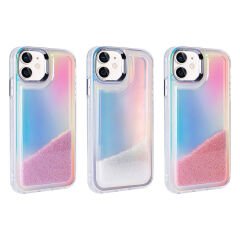 iPhone 12 Kılıf Airbagli Renkli Arka Yüzey Boncuk Tasarımlı Kumul Kapak