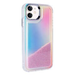 iPhone 12 Kılıf Airbagli Renkli Arka Yüzey Boncuk Tasarımlı Kumul Kapak