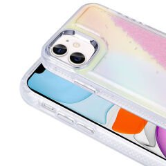 iPhone 12 Kılıf Airbagli Renkli Arka Yüzey Boncuk Tasarımlı Kumul Kapak