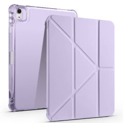 Apple iPad Air 11 2024 Kılıf Tri Folding Kalem Bölmeli Standlı Kılıf Lila