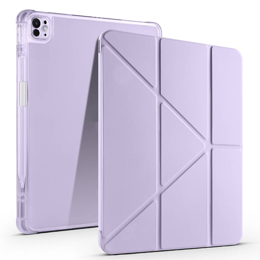 Apple iPad Air 11 2024 Kılıf Tri Folding Kalem Bölmeli Standlı Kılıf Lila