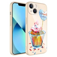 iPhone 13 Kılıf Kamera Korumalı Desenli Sert Silikon  Epoksi Kapak NO8